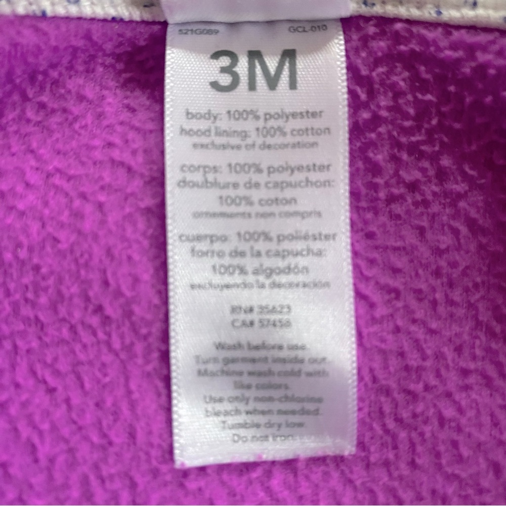 Purple Fleece Hoodie for Baby Girl. 3 mo - Picture 5 of 6